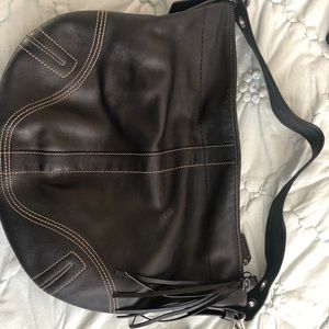 Black Leather Coach Saddle Bag